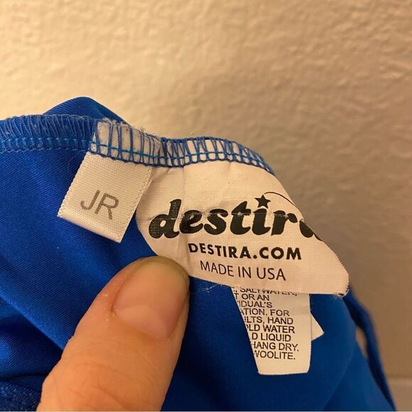 Destira elite gymnastics tank blue foil sleeveless leotard Jar/ SA adult small - Picture 6 of 8